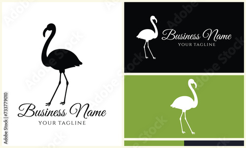 silhouette stork flamingo logo template