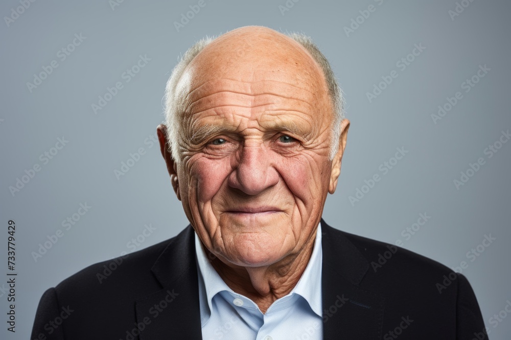 Portrait of a senior man. Isolated on grey background. Portrait of a senior man. Isolated on grey background.