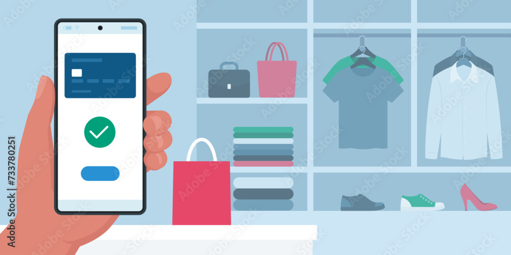 Customer using a mobile wallet app Customer using a mobile wallet app