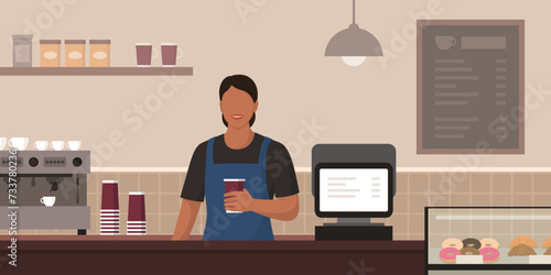 Woman working in a coffee shop