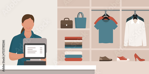 Woman working in a clothing store