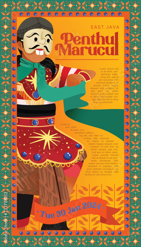 Tourism event layout with indonesian culture east java dancer illustration
