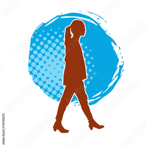 Silhouette of a secretary or female office worker wearing formal business suit.