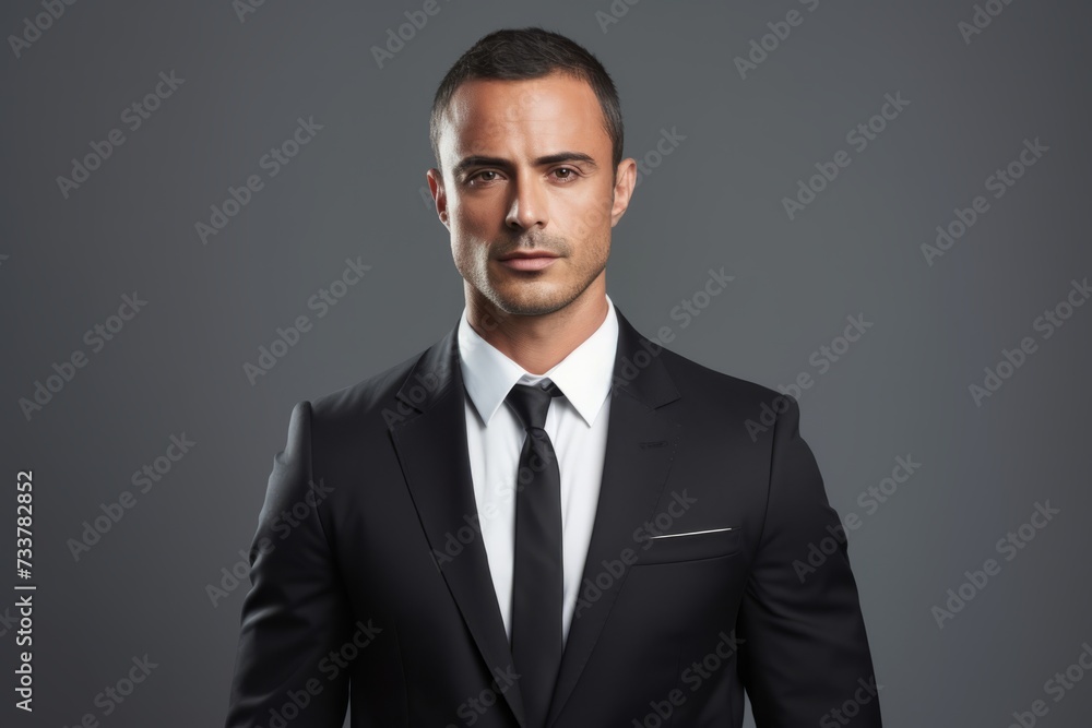 Portrait of a handsome businessman in a black suit. Men's beauty, fashion. Portrait of a handsome businessman in a black suit. Men's beauty, fashion.