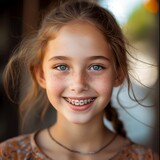 portrait of a smiling girl with braces
