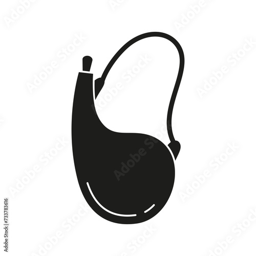Wineskin silhouette icon. Black simple illustration of leather drink flask or alcohol flask on belt. Vector isolated elements on white background photo
