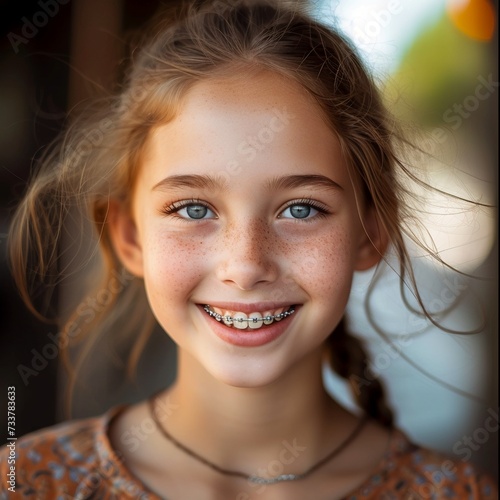 portrait of a smiling girl with braces