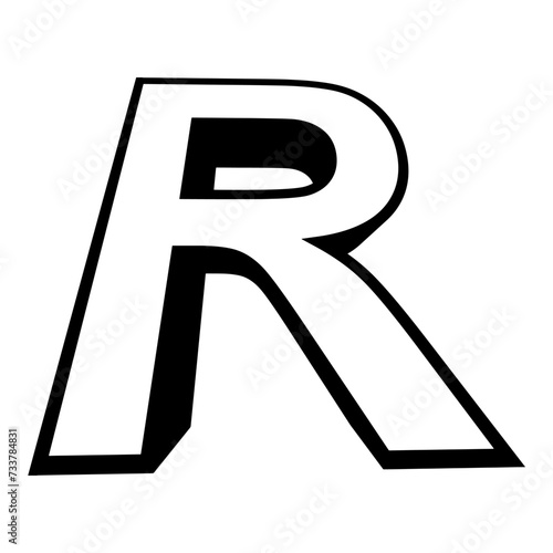 Logo letter r tall slender font letter r perspective height