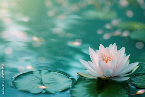 Pink Water Lily Floating on Top of a Lake