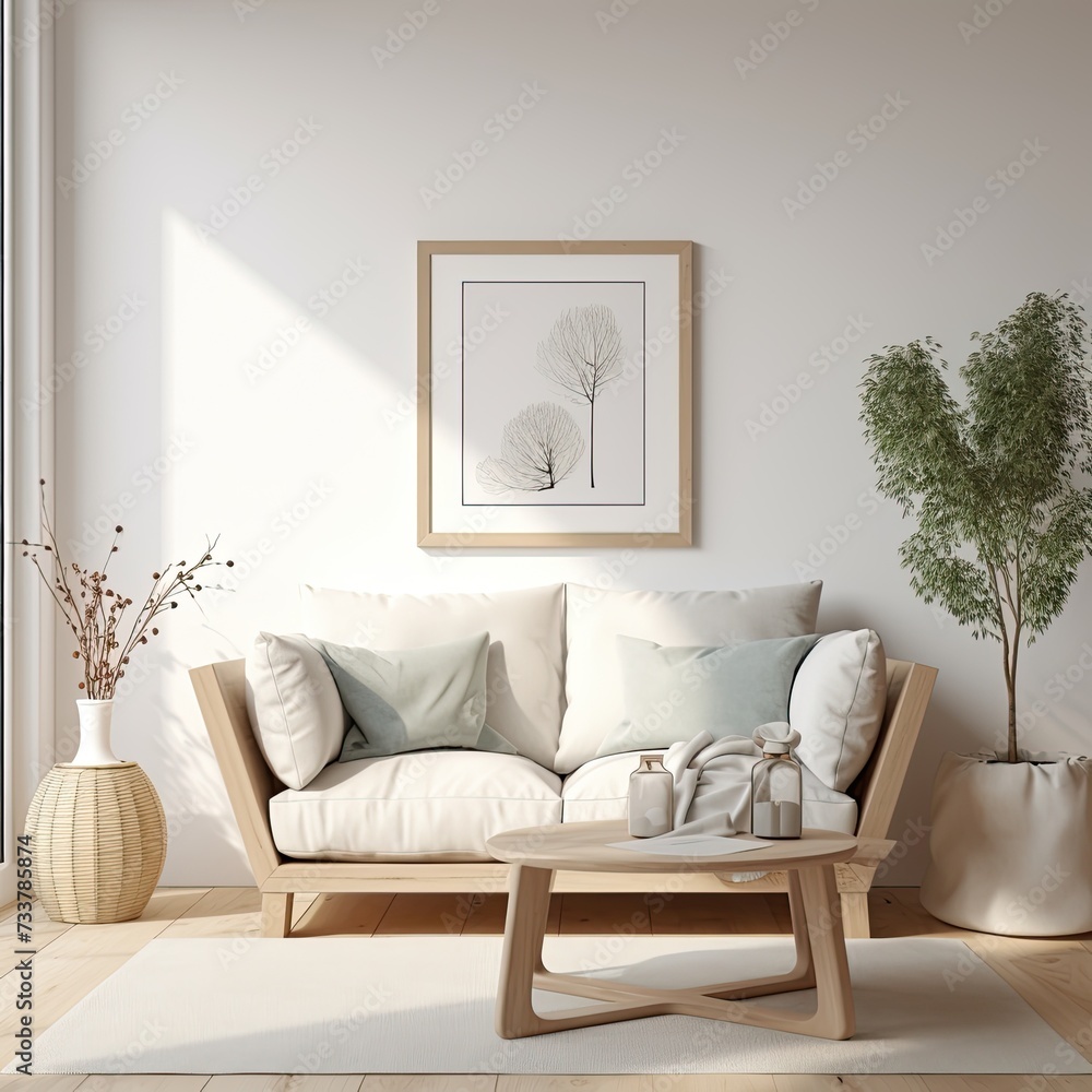 Fototapeta premium Candid Photo of a Scandinavian Living Room