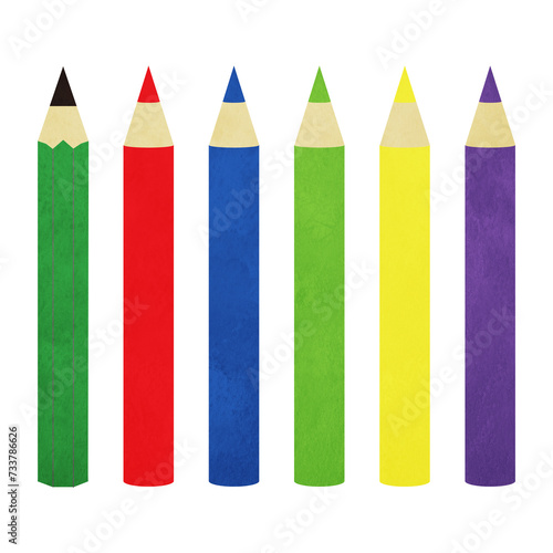 鉛筆とカラフルな色鉛筆のイラスト