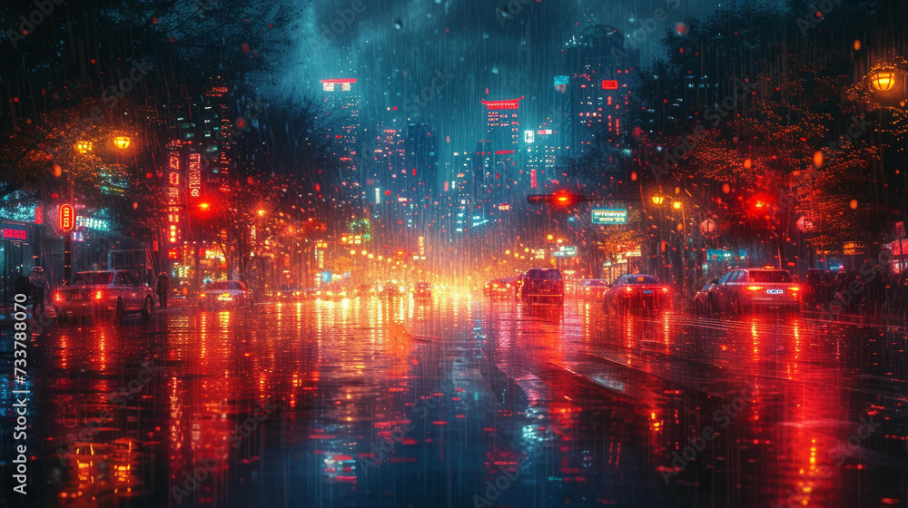 Rainy Night on Neon Avenue

