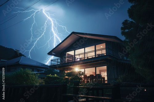 建築, 家, 住宅, 雷, 嵐, architecture, home, houses, lightning, storm