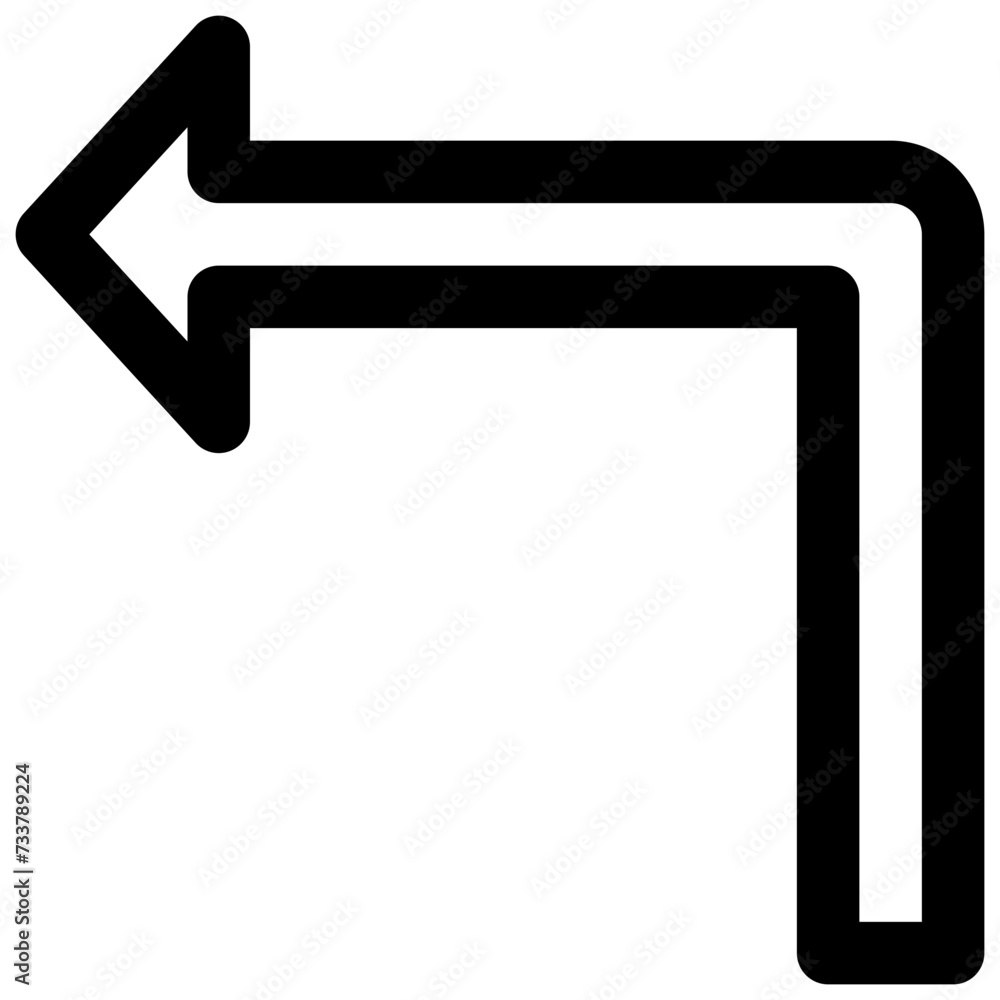 curved left arrow vector outline icon curved left arrow vector outline icon