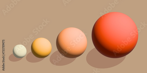 Set of vector spheres and balls on a beige background