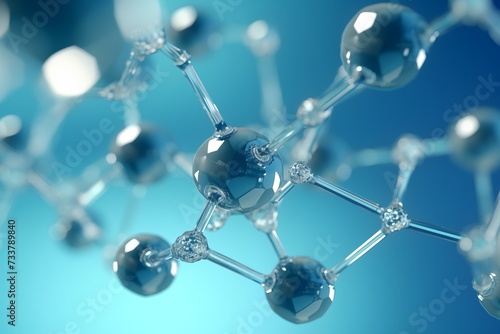 Close up visualization of with molecule or atom, Abstract structure for Science or medical background