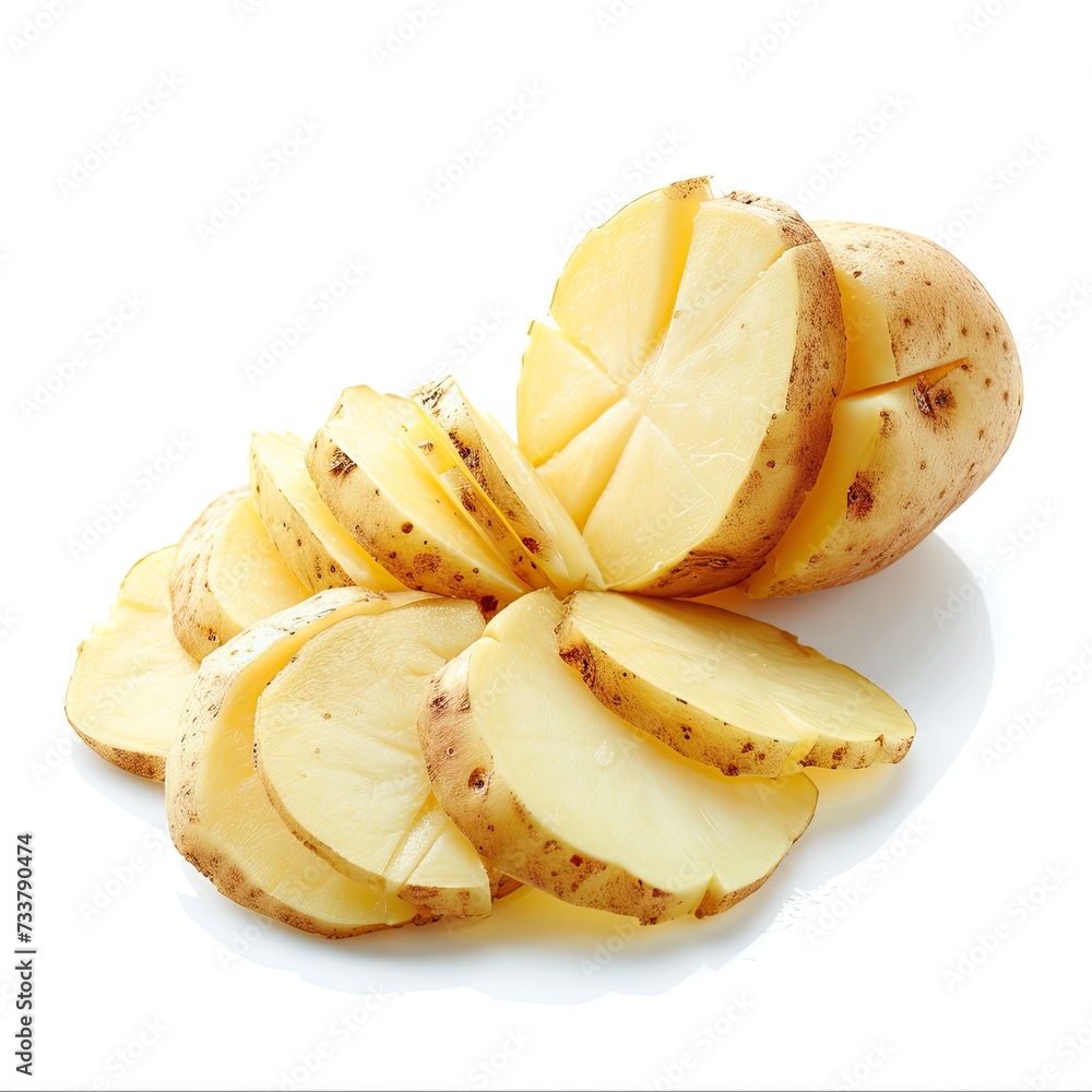 Sliced Potato isolated on white background