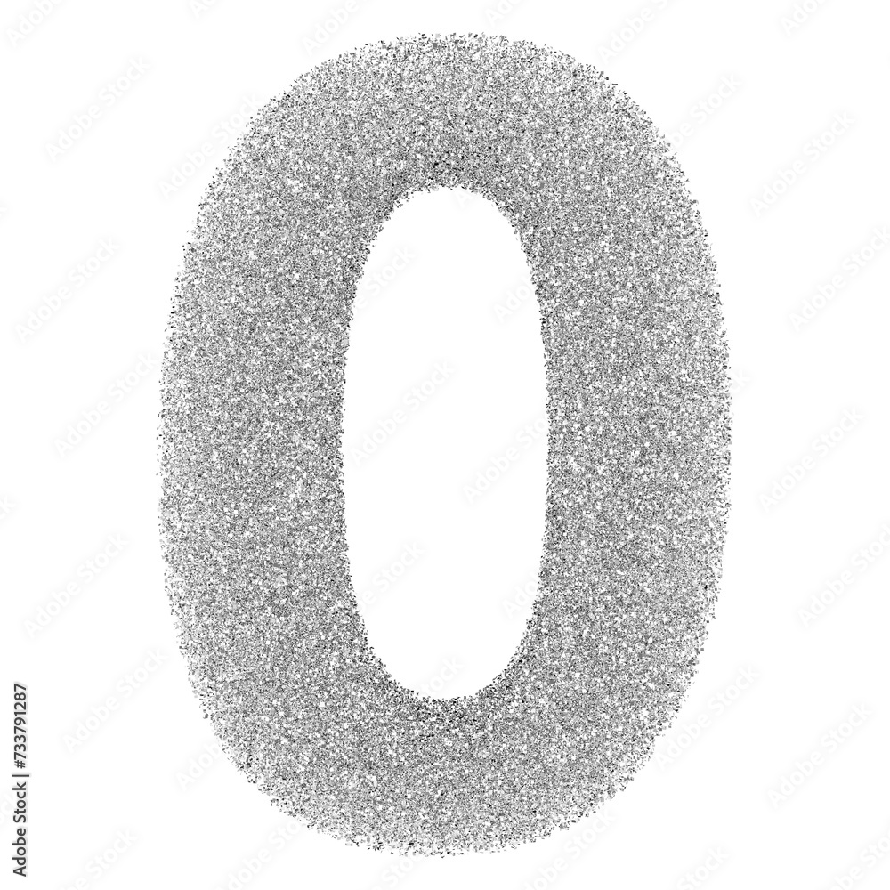 0 number silver glitter 3d render 0 number silver glitter 3d render