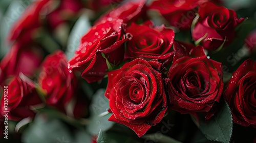 Macro Closeup Photo of Red Roses Bouquet