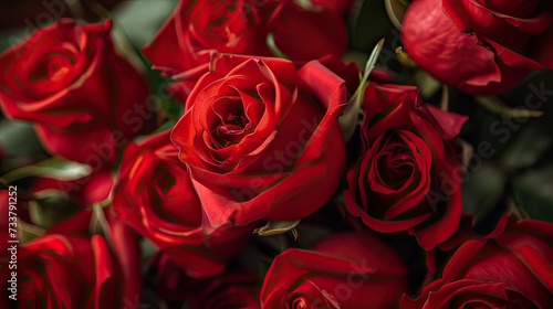 Macro Closeup Photo of Red Roses Bouquet