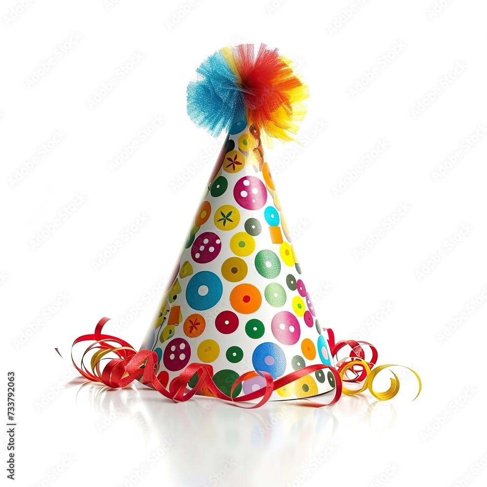 Colorful birthday party hat isolated on white background Colorful birthday party hat isolated on white background