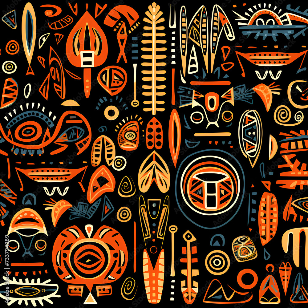 Seamless pattern with african tribal elements.  illustration.