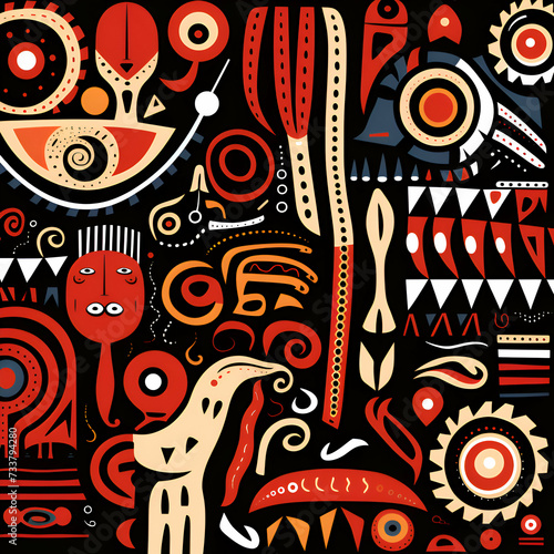 Seamless pattern with ethnic elements. Hand drawn  illustration.