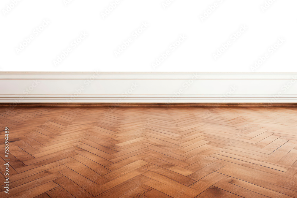  parquet floor with empty space and plinth , png file