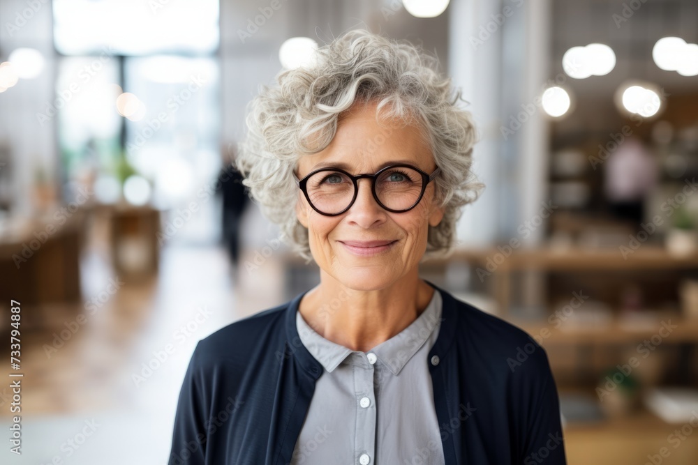 portrait of smiling senior woman in eyeglasses at coffee shop portrait of smiling senior woman in eyeglasses at coffee shop