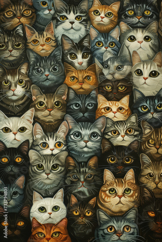 Whimsical Feline Art: Collection of Colorful Cat Illustrations