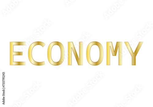 Texto dorado de oro con la palabra economía.