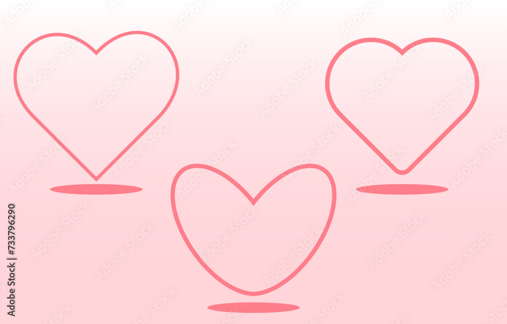 Collection of heart illustrations, Love symbol icon set, love symbol vector