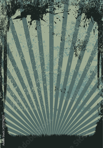Vintage Retro Hintergrund - Sonnenstrahlen Strahlen - Plakat, Flyer, Poster Vorlage leer mit Rahmen