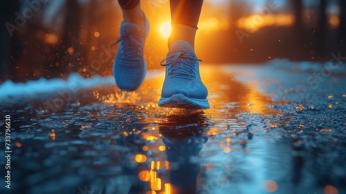 A runner in the sunset, running on the track, towards the New Year, towards a new journey