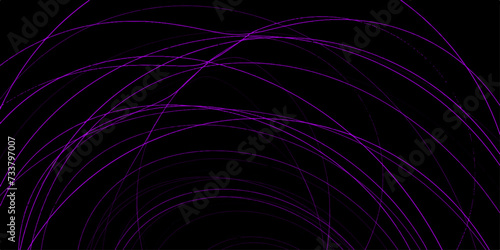 Abstract waves of vibrant neon violet color against a black background. Background of colorful flowing purple lines. Wave line of flowing particles over dark abstract vector background