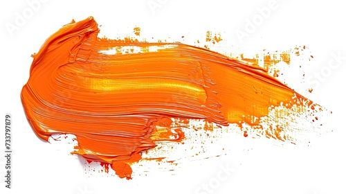 Orange stroke of paint isolated on white background