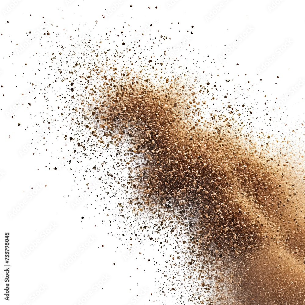 Scattered sand particles on white background Scattered sand particles on white background