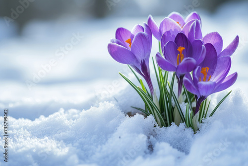 Group of Purple Flowers in the Snow © reddish