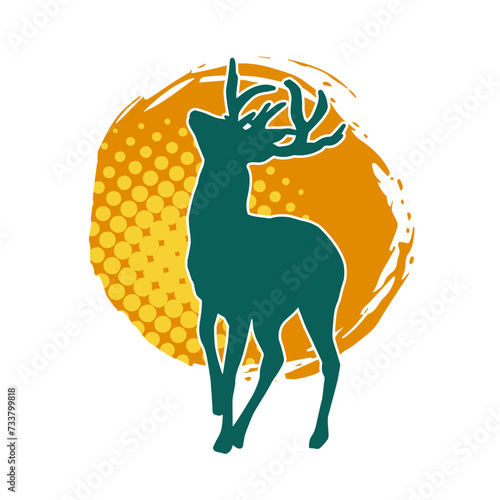 Silhouette of a deer wild forest animal with antlers.