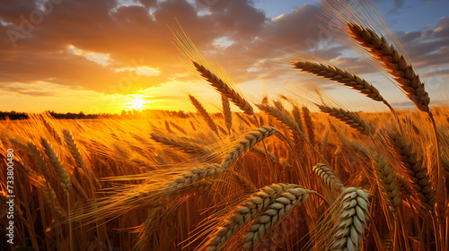 Ripe ears of wheat on a sunset © Fauzia