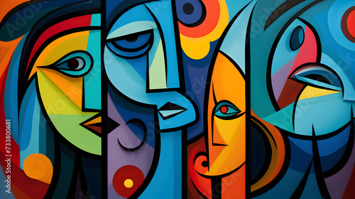 Elegant Expressions Fine Art Paintings,, Abstract face painting illustration