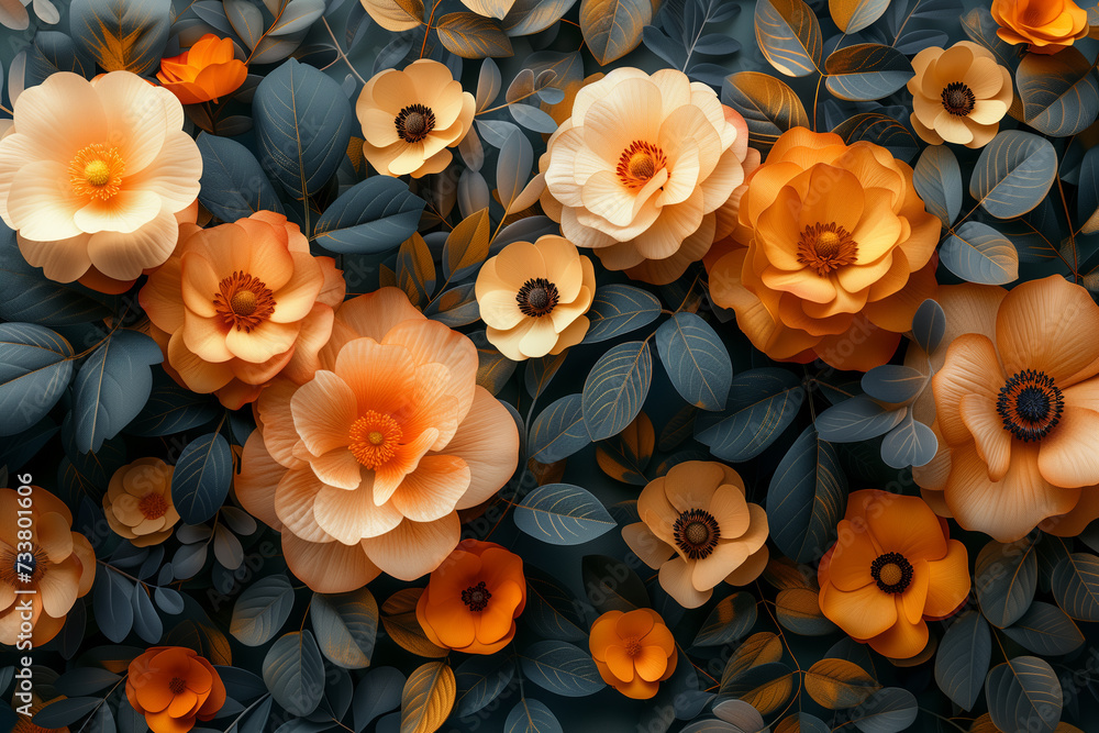 Background of flowers in pastel colors, soft flowers seamless with botanical elements, collage Background of flowers in pastel colors, soft flowers seamless with botanical elements, collage