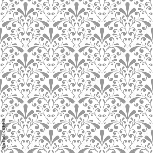 Grey damask seamless pattern. Floral print