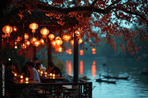 Mid-Autumn River Lantern Dinner  A Festive Chinese Night Celebration