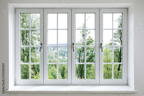 Isolated White Window with Double Pane Glazing and PVC Design