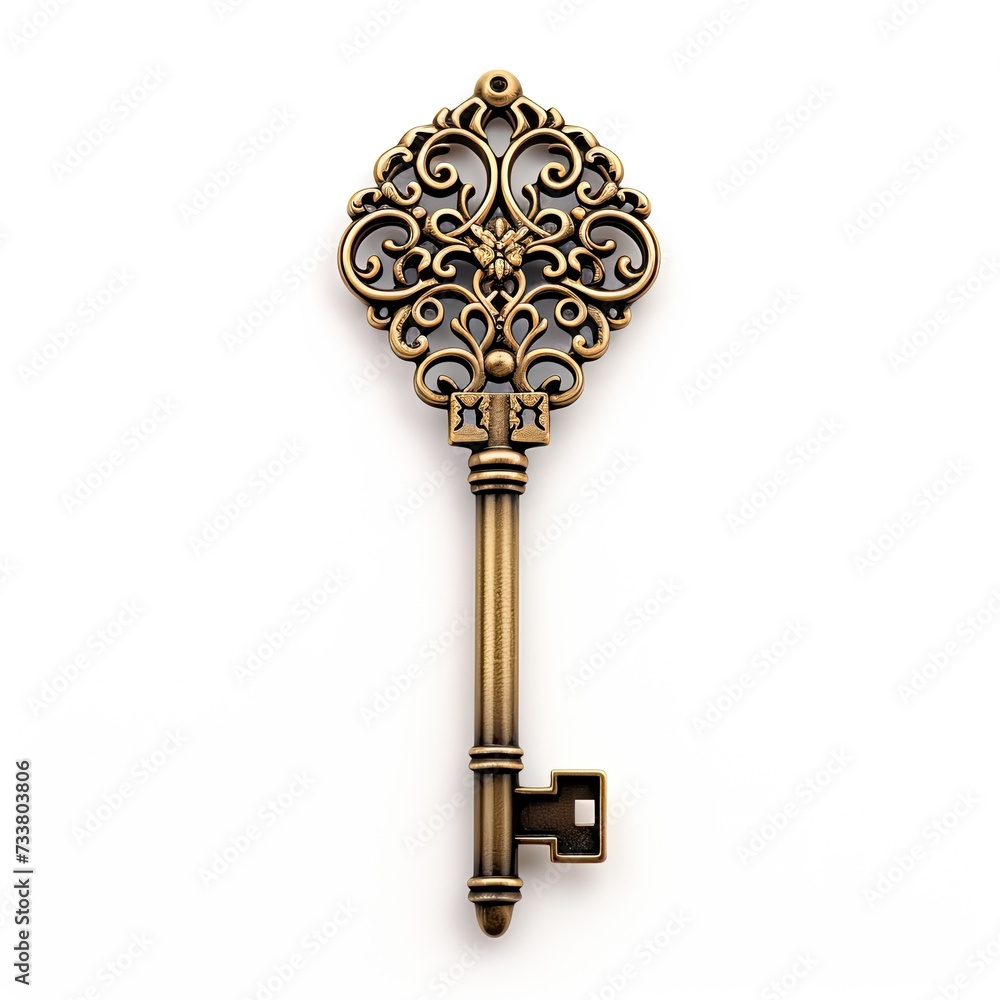 Victorian Skeleton Key isolated on white background Victorian Skeleton Key isolated on white background