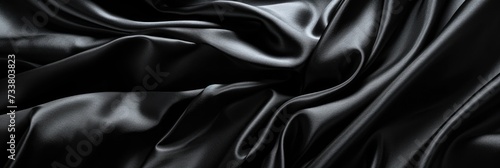 Luxurious Black Fabric Background with Copy Space for Art and Design