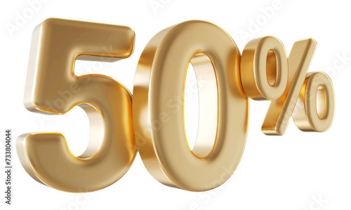 50 percent discount number gold 3d render