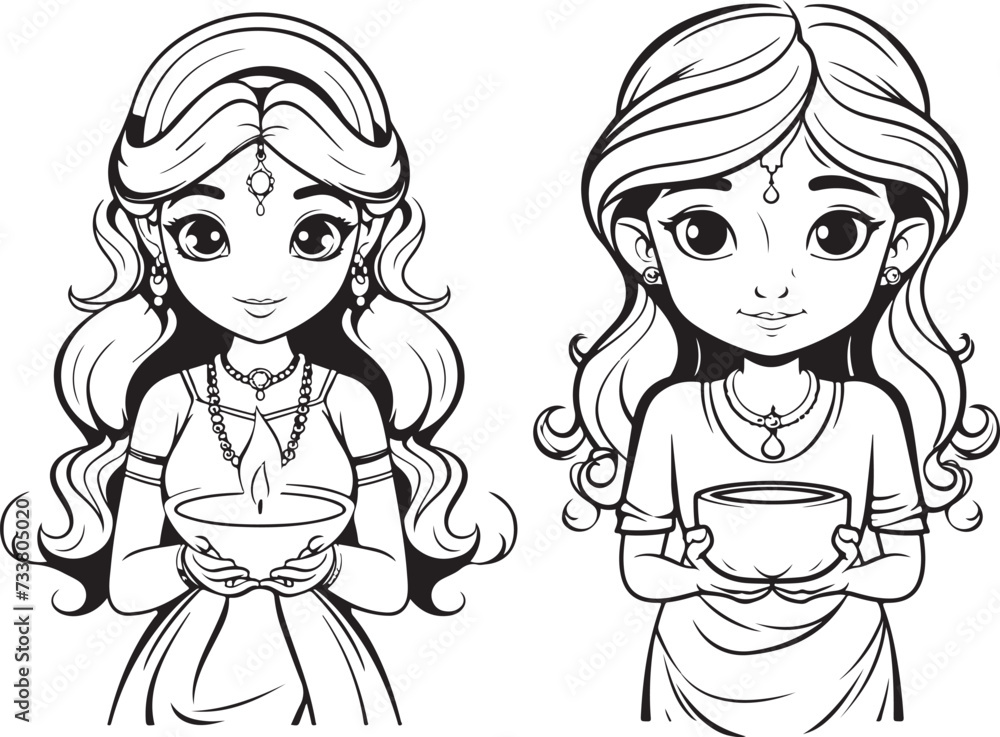 indian lady holding diya character illustration indian lady holding diya character illustration