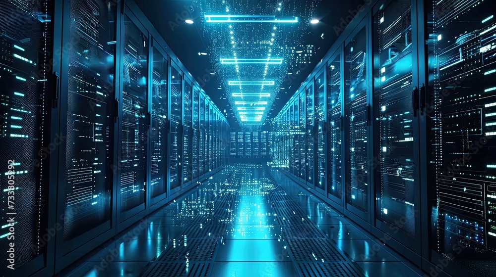 Modern Data Technology Center Server Racks Modern Data Technology Center Server Racks